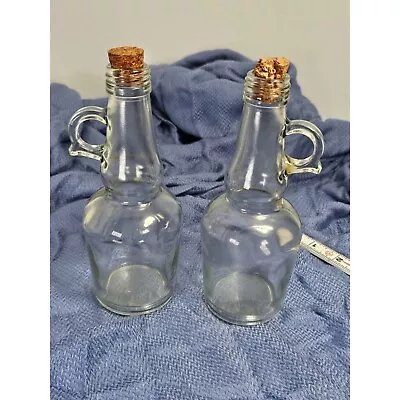 Lot Of 2 Unique Oil And Vinegar Cruet Glass Bottles • $14.99