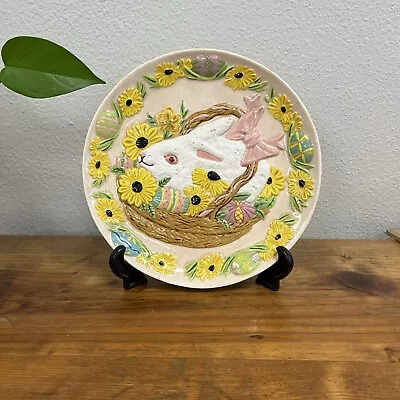 Vintage Rabbit & Flowers 3D Serving Plate Beautiful Easter Signed By Karen 1978 • $29.04