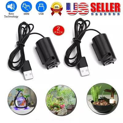 2 Pack  Water Pump Mini Mute Submersible USB 5V Garden Fountain Tool Fish Tank • $7.63