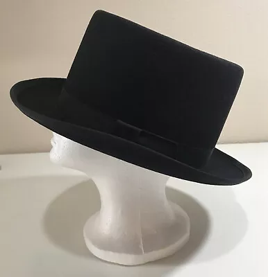 Vintage Mens After Six Topper Hat 100% Wool Size Large Black Top Hat • $51.99