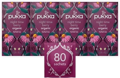 80 Pack - Pukka Herbal Night Time Berry Tea - 20 Sachets (Pack Of 4) • £14.95