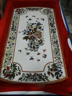 White Marble Inlay Coffee Table Top For Center Pietradura Mughal Art Hallway Dec • $1880