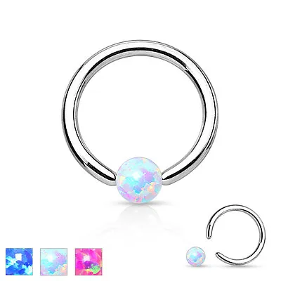 Surgical Steel Opal Ball BCR Captive Bead Ring CBR Cartilage Tragus Hoop Ring • £3.42