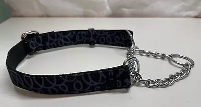 Martingale Half Check Stainless Steel Choke Chain Dog Collar In Black And Grey  • £7.15