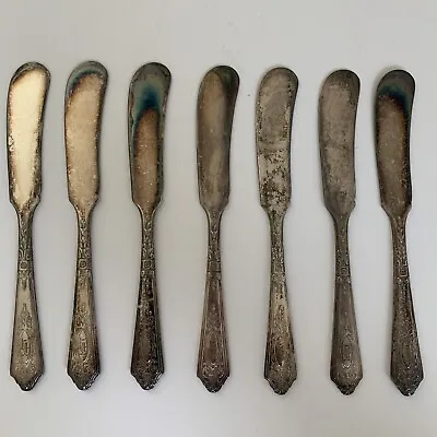 1835 R Wallace Butter Knives Set Of 7 Silverplate Pat. 1925 Monogram • $15