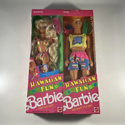 Vtg 1990 Hawaiian Fun Barbie & Ken Dolls- 5940 & 5941- New Still In Shrink Wrap • $69.99