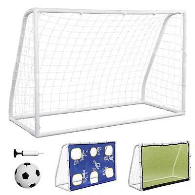 6' X4' 3-in-1 Football Goal Soccer Training Aid With Target Rebounder Net +Ball • £39.99