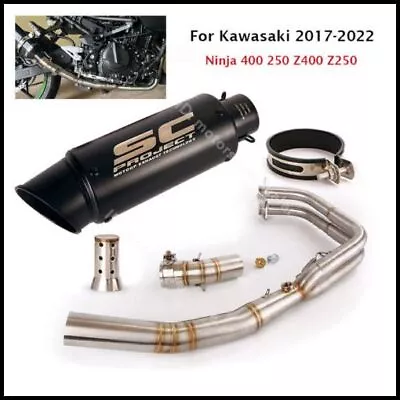 Full System For Kawasaki Ninja 400 250 Z400 2017-2022 Exhaust Black Header Pipe • $206.99