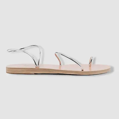 $270 Ancient Greek Sandals Women's Silver Chora Slingback Sandal Shoes Size 37 • $86.78