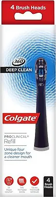 4X Genuine Colgate Omron Toothbrush Heads Proclinical 360 Deep Clean Black - UK • £13.99