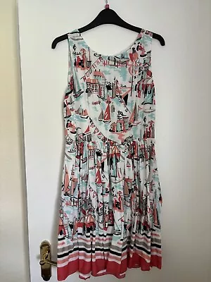 Oasis Seascape Knee-length Spring/summer Dress; Size 12 • £0.99