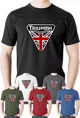 Triumph T-Shirt Motorcycle Biker Motorbike Tee Bike Union Jack Flag • £16.50