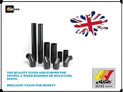 5  Inch & 6 Inch Stove Flue Pipe Satin Matt Black Multi Fuel Or Log Burner • £23