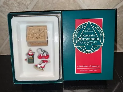 Hallmark 1992 Christmas Treasures Miniature Ornaments Set Collectors Club NIB • $11.50