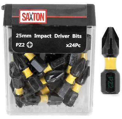 £7.49 • Buy Saxton 24x PZ2-25mm Pozi-drive 2 Impact Duty Screwdriver Drill Bits Set