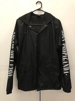 Obey Propaganda Button Up Black Nylon Hoodie Jacket Skater Street Wear Sz S • $49.95