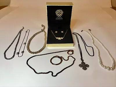 Vince Camuto Pave Pyramid Necklace & Earrings Set + 5 Necklaces/Hadley Keychain • $25