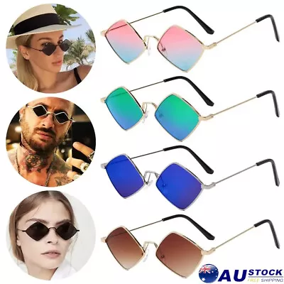 Hipster Polygon Sunglasses Vintage Irregular Frame Rhombus Retro Sunglasses AU • $12.85