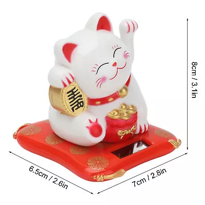 (White)Wealth Welcoming Cat Solar Powered Cute Lucky Cat With Waving Arm For AOS • $10.14