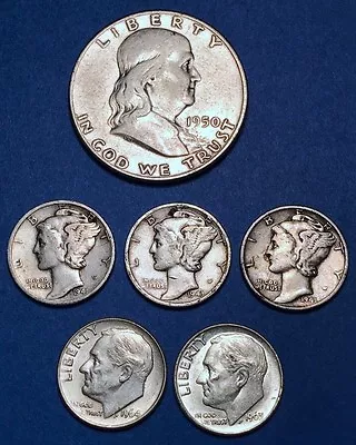$1 Face Value - 90% Silver U.S. Coin Lot - Half Dollars Quarters Or Dimes  • $38.44