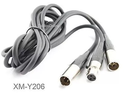 6ft Mini XLR Female Plug To Mini XLR 2-Male Lapel Mic Y-Splitter Audio Cable • $26.95