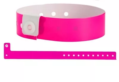 100 VINYL WRISTBANDS  Bright Neon Pink With Snap Security Event Festival Party • $16.99