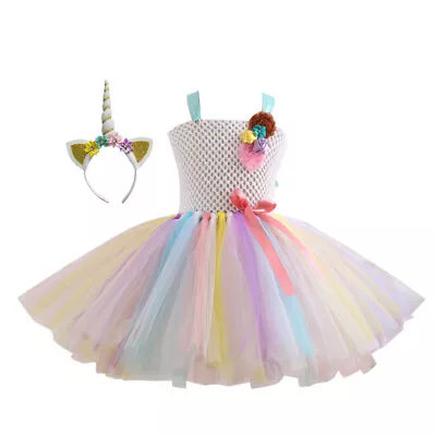 Tutu Skirt Girls Rainbow Skirt Set Ballet  Skirt Kids Rainbow Dress Girl • £16.91