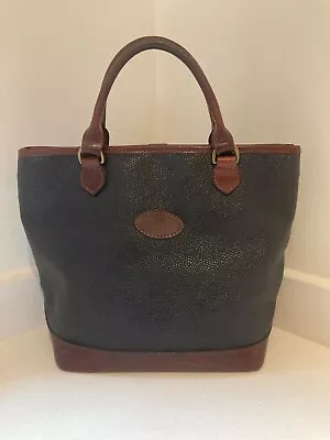 Vintage Mulberry Black Scotchgrain Branston Leather Hellier Tote Grab Bag • £129