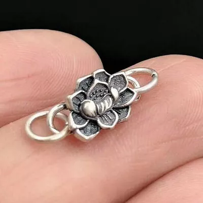 925 Sterling Silver Yoga Lotus S Hook Clasp DIY Connect With Jump Rings A2379 • $13.99