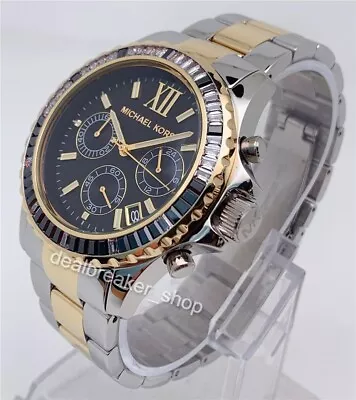 MICHAEL KORS MK7209 Everest Gold & Silver Tone Black Dial 42mm Unisex Watch • $250