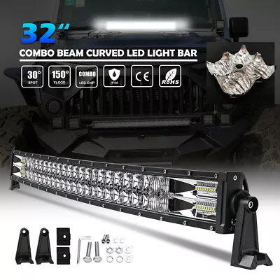 Curved 32  Dual-Row 2240W Spot Flood Combo LED Light Bar 4x4 SUV Offroad Driving • $115.89