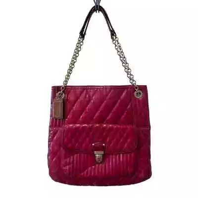 COACH Poppy Red Quilted Slim Tote • $100