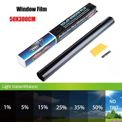 Window Tint Film Black Roll VLT 5% 15％ 25％ 35% 50% Car Home 50CMx3M Tinting Tool • $15.59