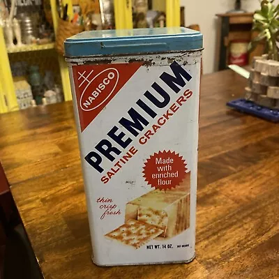 Vintage 1969 Nabisco Premium Saltine Crackers 14 Oz. Tin W/Lid • $14.99