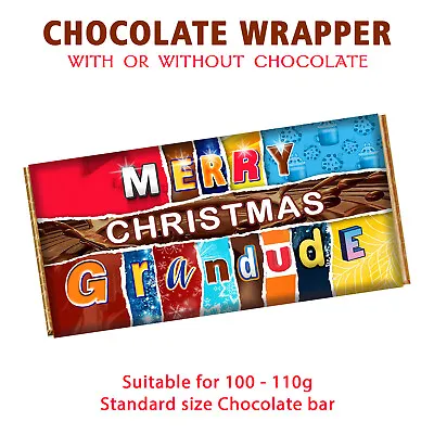 Merry Christmas Grandude Xmas Chocolate Bar Wrapper Novelty Gift For Grandad Dad • £1.99