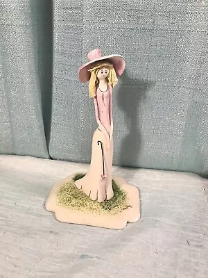 ZAMPIVA Standing Girl W/Hat By Lino Zampiva Italy Lady With Umbrella Figurine • $48.99