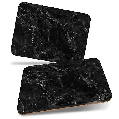 £14.99 • Buy 2x MDF Cork Placemat 29x21.5cm Black Granite Rock Effect #3320