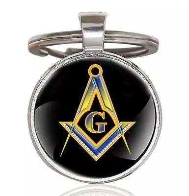 Masonic Keychain - Black With Gold And Blue Compass And Square. Freemason Gifts • $9.99