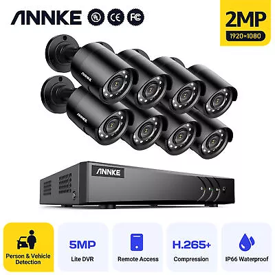 ANNKE 8CH 3K 5MP Lite DVR 1080P Outdoor CCTV Security Camera System AI Detection • $159.59