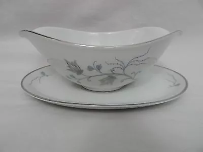 Eschenbach Baronet China Silver Arbor Gravy Boat W/attached Under Plate Bavaria • $29.99