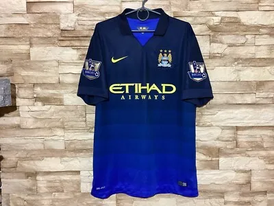 MANCHESTER CITY 2014 2015 Away Football Shirt Soccer Jersey Nike Sz L • $59.99