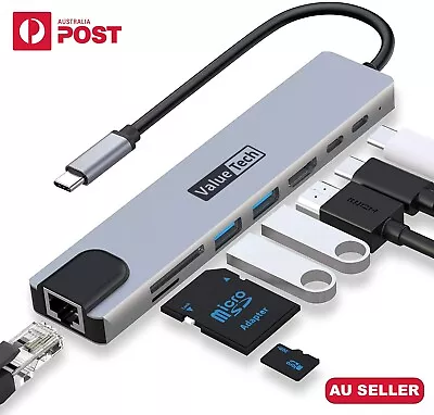 ValueTech® 8 In 1 USB-C HUB Type-C USB 3.0 HDMI RJ45 Ethernet Micro SD TF OTG  • $26.65