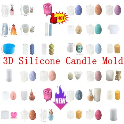 £3.30 • Buy 3D DIY Candle Mold Silicone Aromatherapy Candle Making Wax Molds Soap Moulds UK
