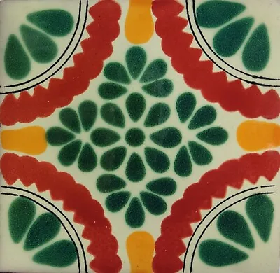 C#128)) Mexican Tile Sample Wall Floor Talavera Mexico Ceramic Handmade Pottery • $1.75