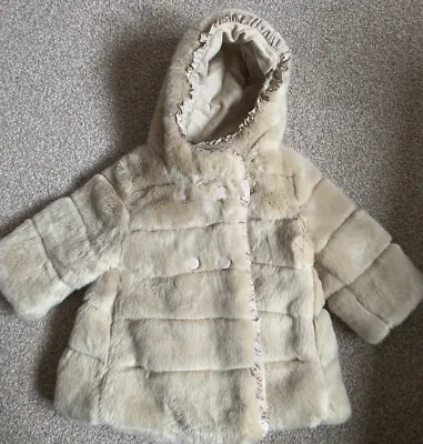 Designer Baby Girl Faux Fur Winter Coat Jacket 6 Months BNWT Spanish Miranda • £22