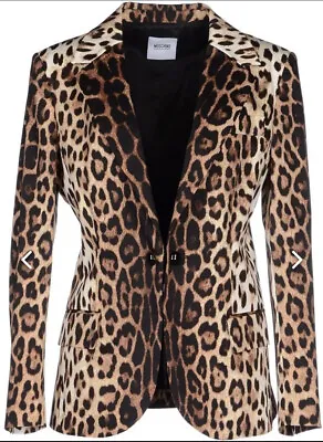 MOSCHINO CHEAP & CHIC LEOPARD PRINT SUIT BLAZER  Jacket Size10 MINT !! • $395