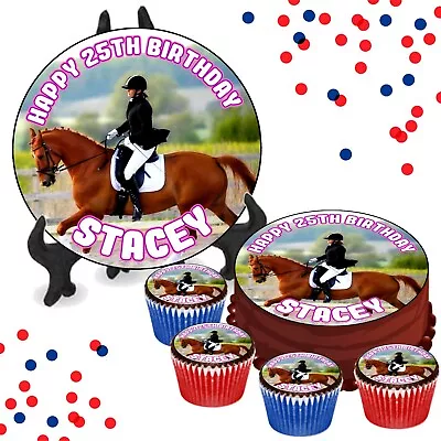 Horse Riding PERSONALISED Edible Cake Cupcake Toppers Girl Birthday Party Gift • £4.09