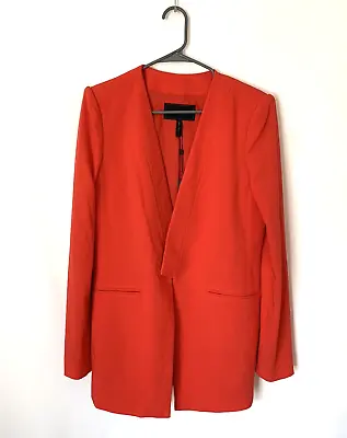 BCBG Maxazria Womens Jacket Medium Coral Longline Fitted New Blazer • $34.99