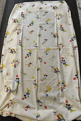 Vintage Disney Mickey Minnie Mouse Balloons Crib Toddler Fitted Sheet Bedding • $18.95