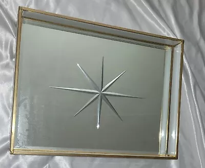 Vintage MCM Long Rectangle Vanity Dresser Mirror Tray Global Views Compass Rose  • $41